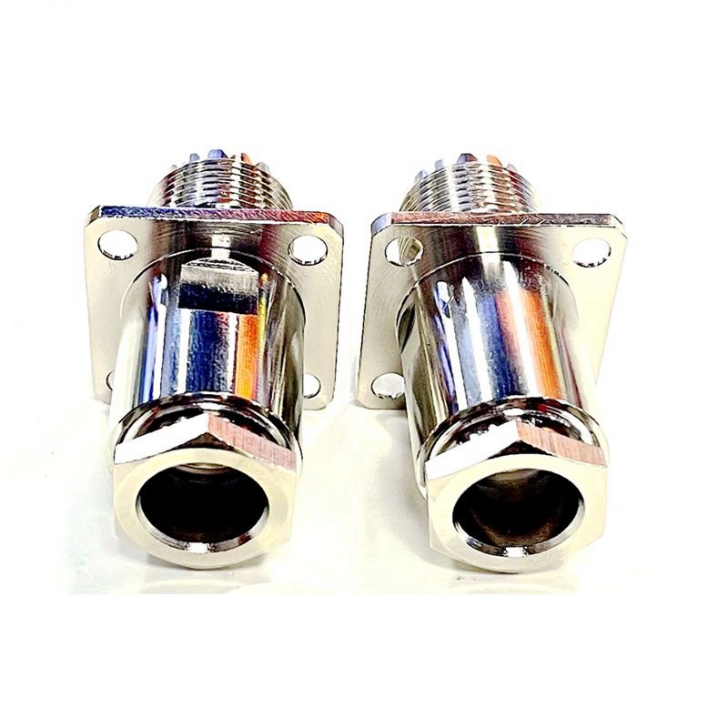 1Pcs SL16 UHF Female SO239 Female Jack&4 Holes Flange Mount Socket Clamp for  RG58 RG142 5D-FB 7D-FB Cable Connector Brass