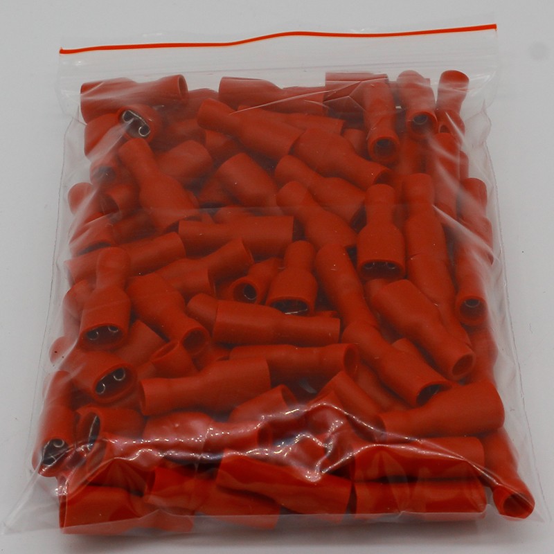 FDFD1.25-187 FDFD2-187 insulating Female Insulated Electrical Crimp Terminal Connectors 100PCS/Pack Cable Wire Connector FDFD