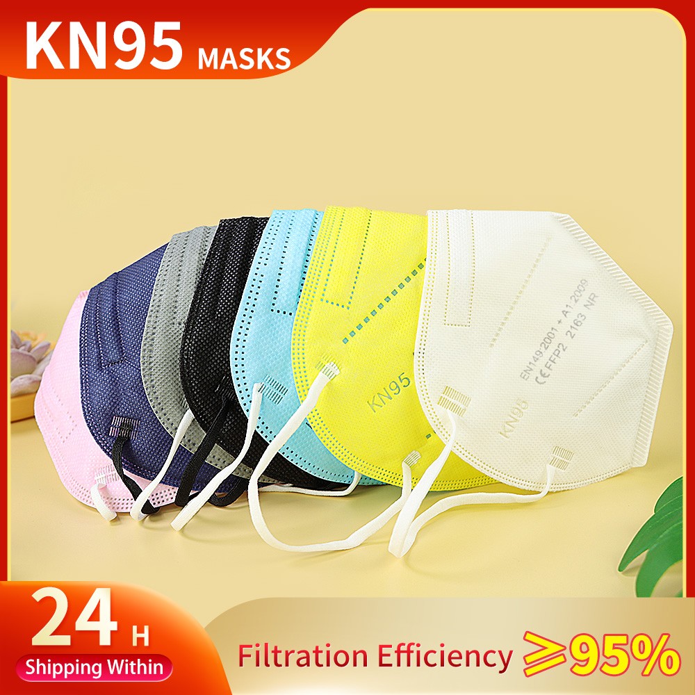 20-200pcs 5 Layers FFP2 Adult Mask Black KN95 Fabric Mascarillas Approved Mouth Face FPP2 Mask KN95 Respirator Filter ffp2fan