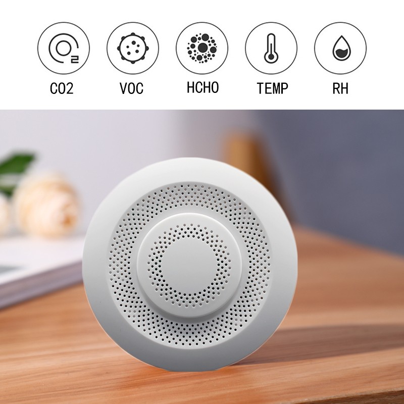 Tuya WiFi Smart CO2 Detector Zigbee Air Quality Monitor Indoor Air Quality Meter Tester App Alarm Formaldehyde VOC Temperature