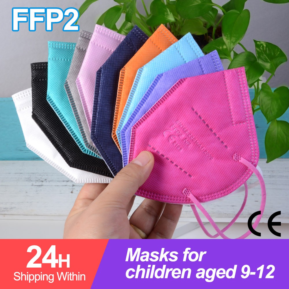 10-50 قطعة KN95 قناع N95MASK ffp2mask 9-12 سنوات للأطفال ffp2 mascarillas fpp2 niños homologadas negras masques منظمة ffpp2