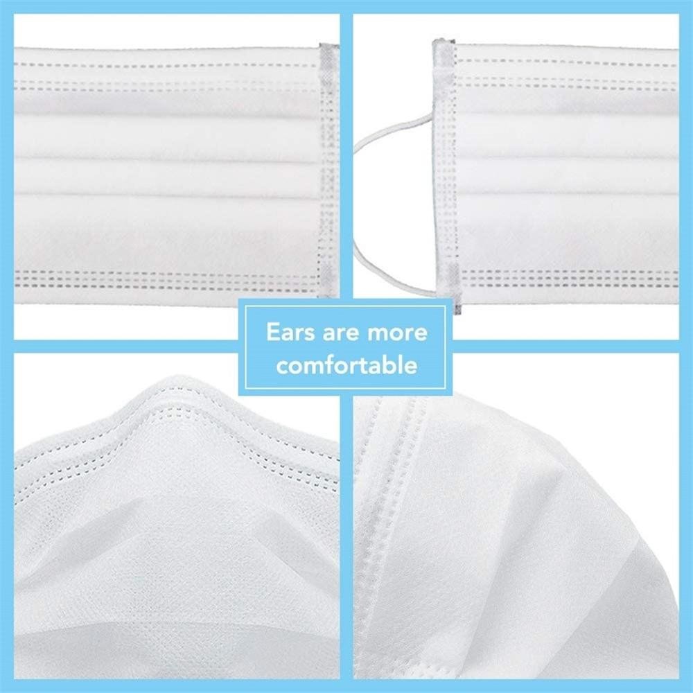 10/50/100/200pcs Disposable Mouth Face Mask Protective 3 Layers Filter Earpiece Non-woven Mouth White mascarillas masque masche