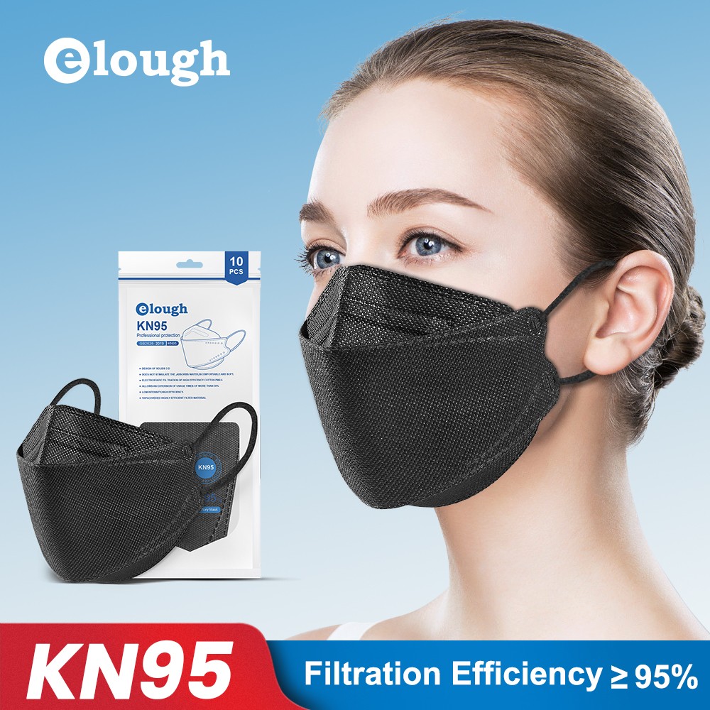 Elough Black KN95 Fish Mask 10-100pcs FFP2 Mascarillas faciales mascarilla fpp2 homology ada 4 layers reusable masque