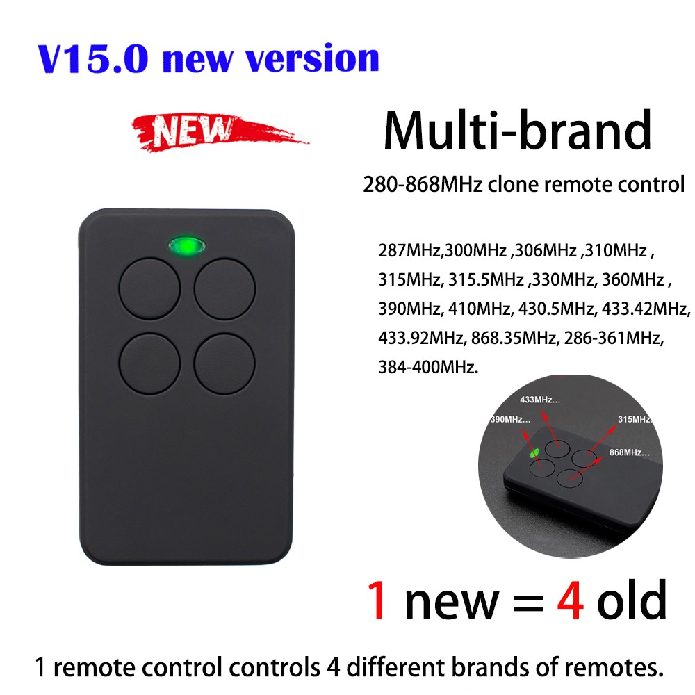 280-868MHZ Multi Frequency Garage Door Remote Control Copy Duplicator for 433mhz 868mhz Garage Remote Multi Brand Remote Control