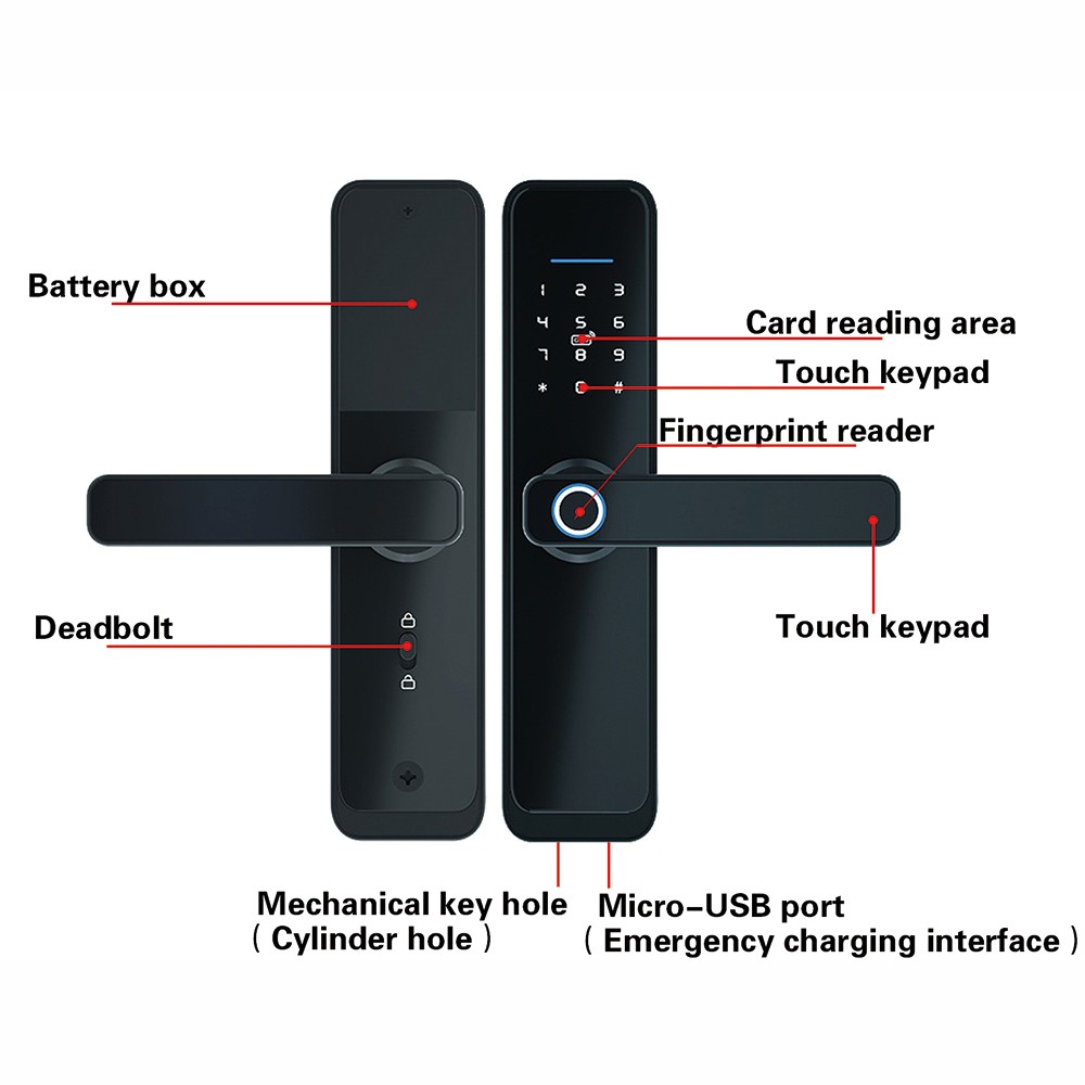 WIFI Biometric Fingerprint Smart Door Lock Electronic Password RFID Card Tuya APP