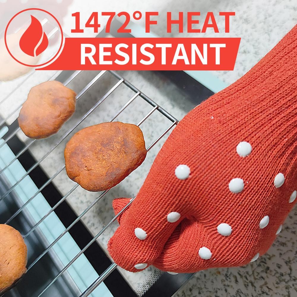 DEYAN-Women's Heat Resistant Oven Gloves BBQ Gloves 1472 f with Non-Slip Grip for Baking Grilling Smoker