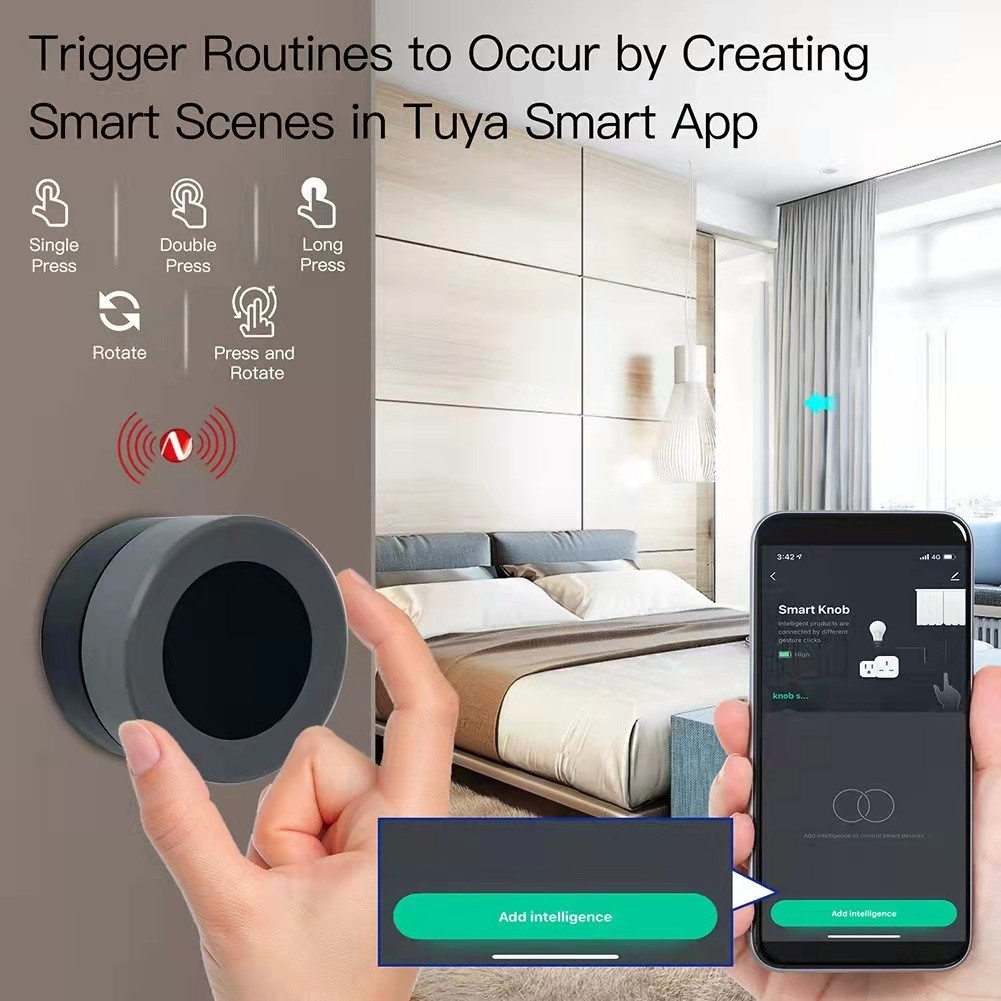 ZigBee Smart Knob Switch Wireless Scene Switch Rotate Press Button Automation Controller Tuya Smart Life Smart Home Via Gateway