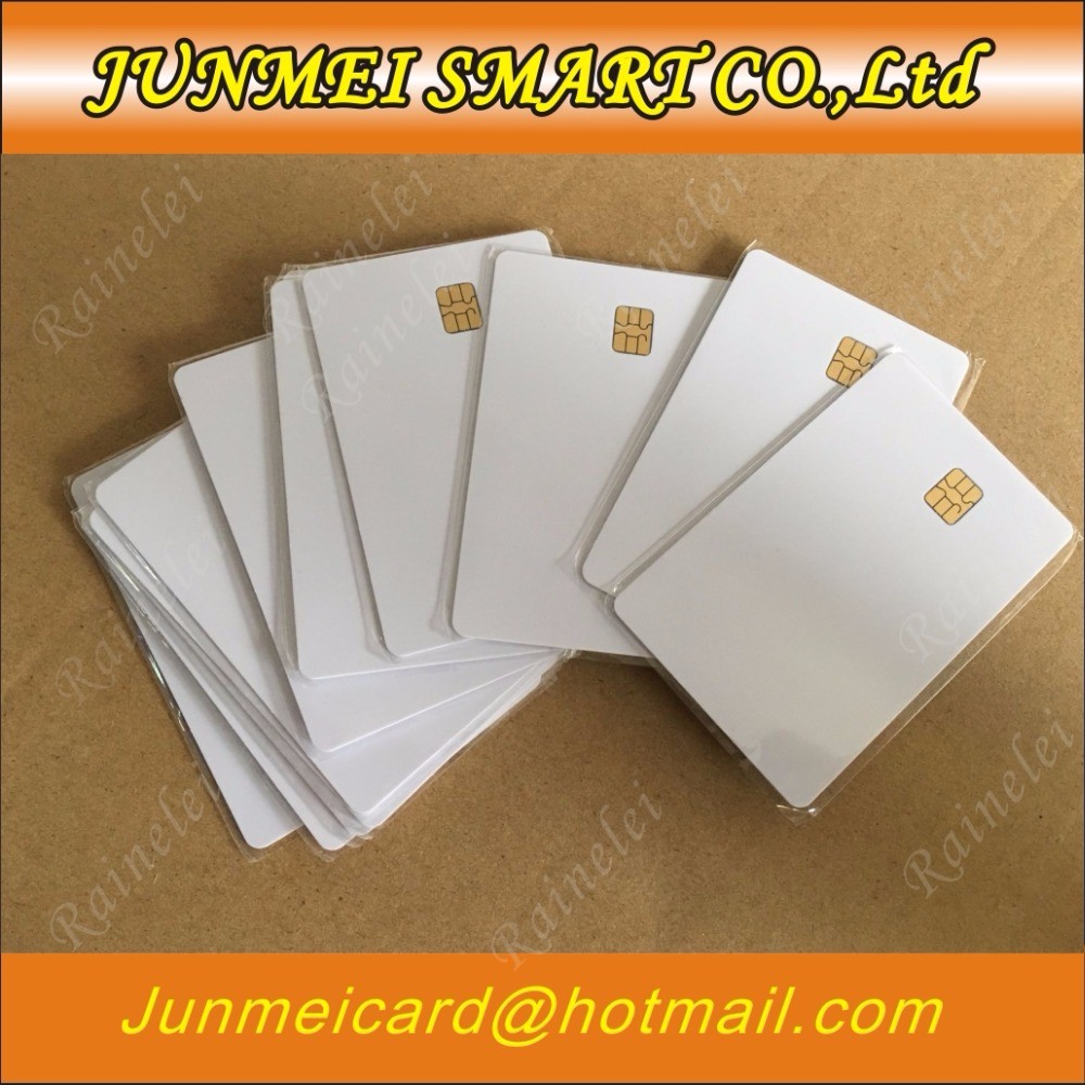 50pcs/lot ISO7816 PVC Smart Card IC Contact SLE 4442 Chip White PVC Blank Smart Card