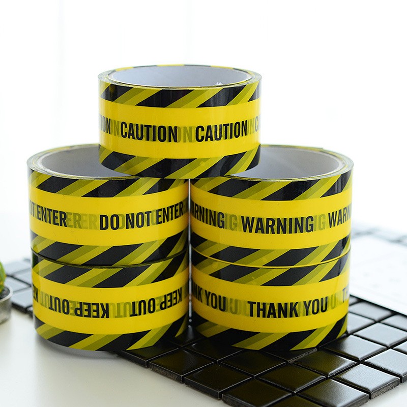 Warning Tape Thank You Keep Caution Black Lettering On Yellow Background Knit Factory, School, Office And Other Public Plac