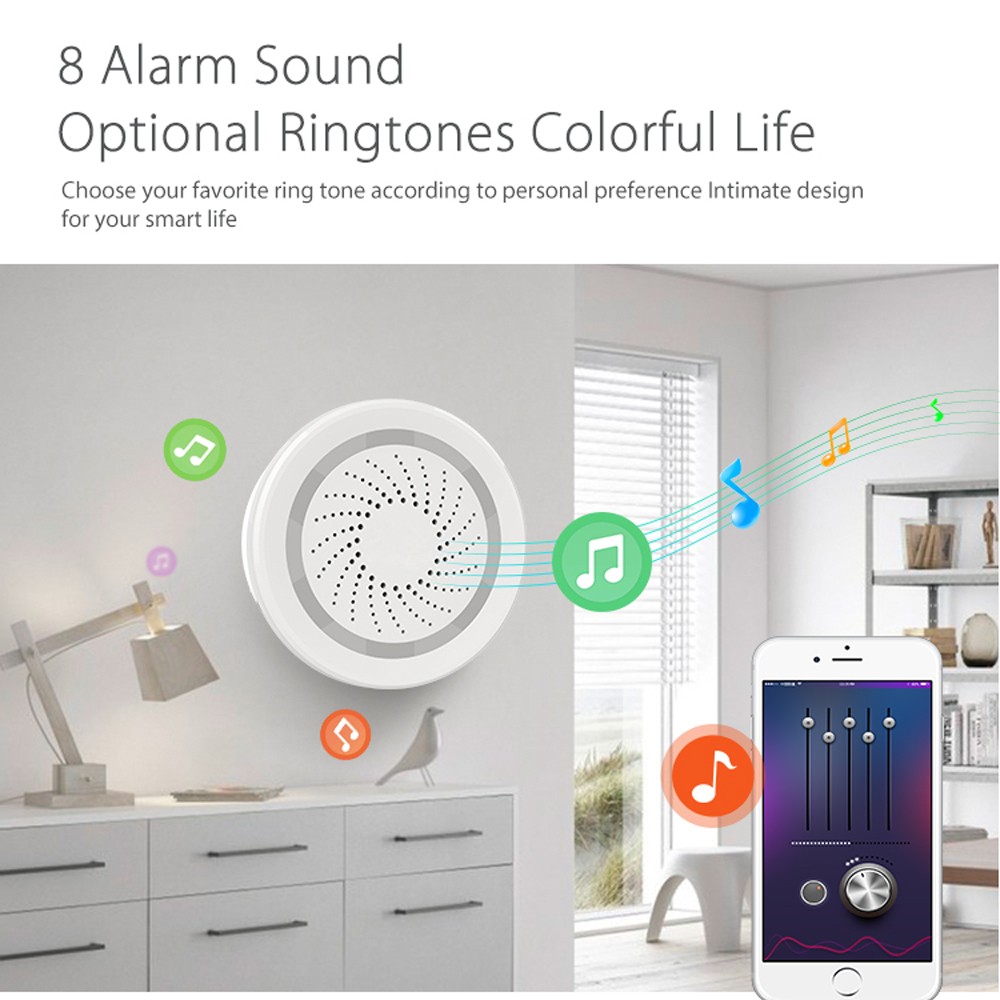 Haozee 3 in 1 WiFi Siren Connectivity with Temperature Humidity Sensor Tuya Smart Life Alexa Google Home