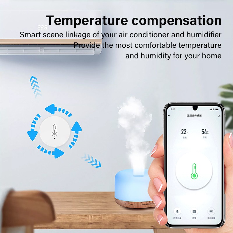 ZigBee Temperature Humidity Sensor Smart Home Thermometer Home Heat Detector Work Detector With Alexa Google Home Assistant