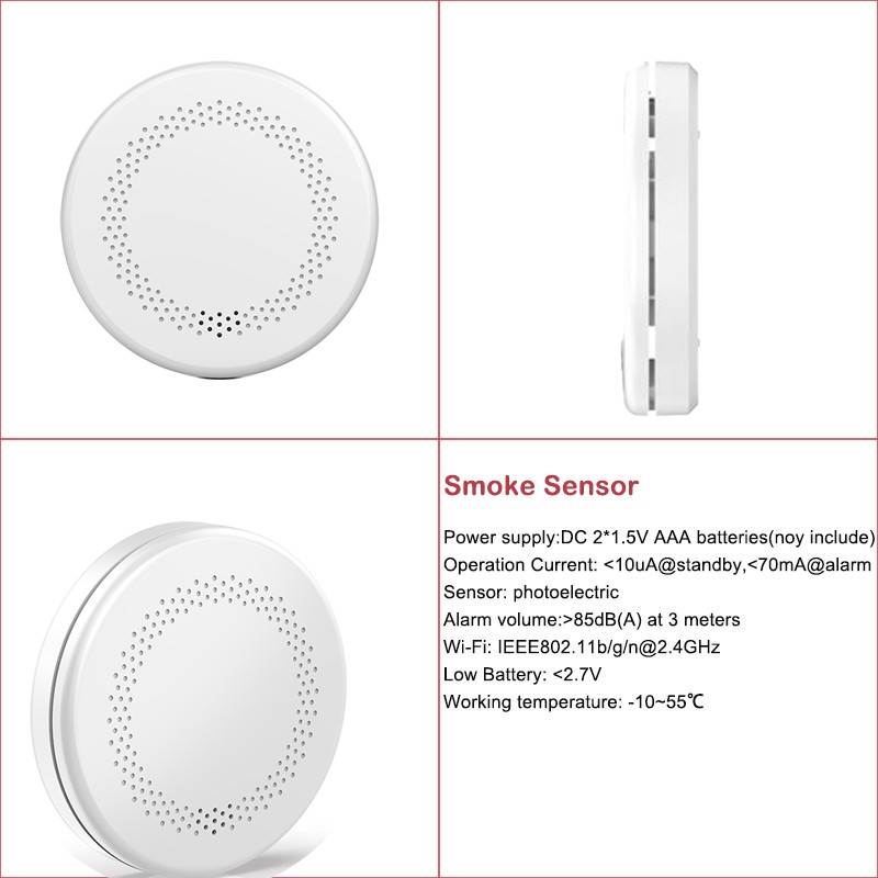 Home Security Products Personal Alarm 6pcs-kit Wifi Smoke Gas Detector Thermometer Motion Monitoring Door Friction Sensor