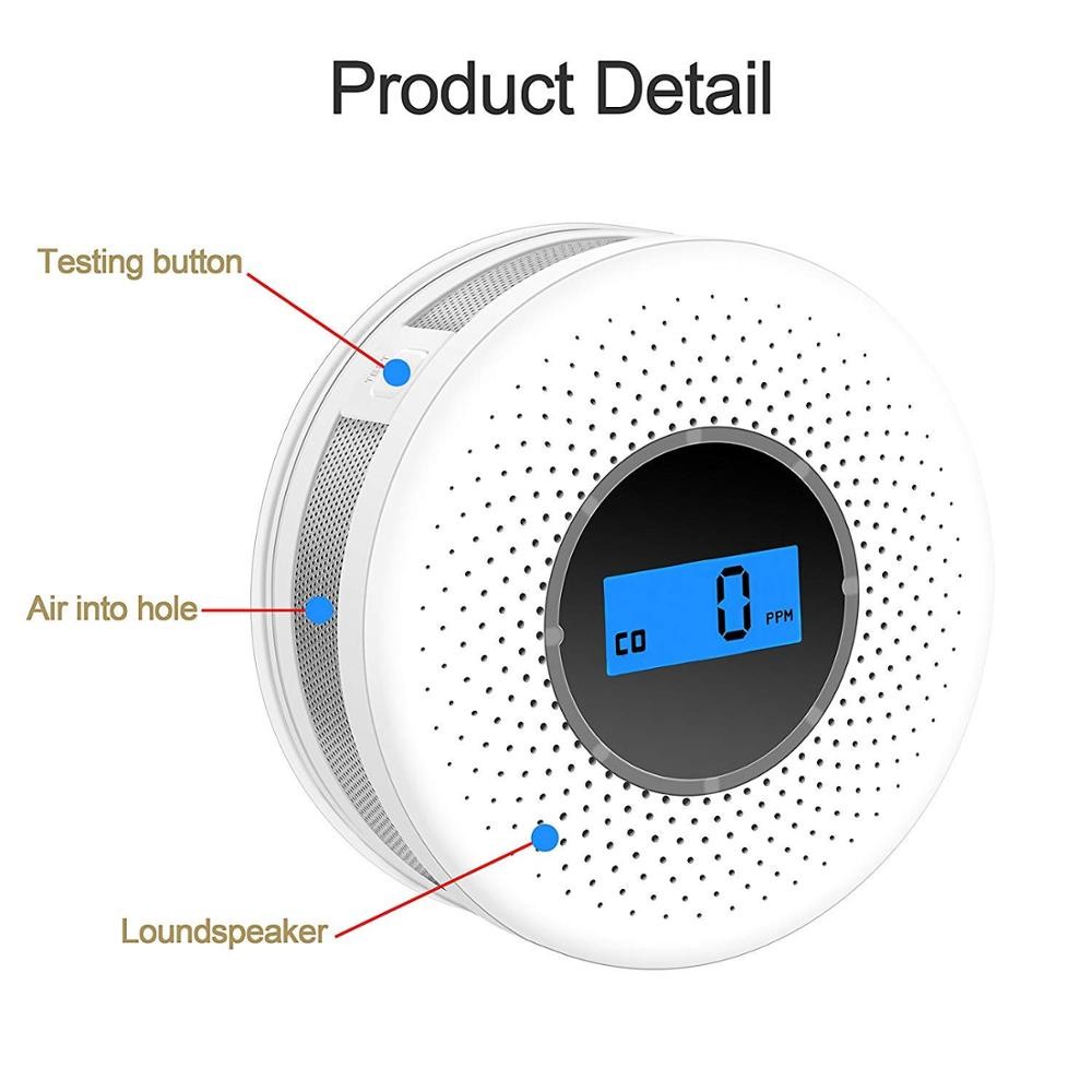 Combined Smoke Detector Carbon Carbon Monoxide Detector With Display , Smoke CO Sensor Alarm Detector 2 in 1 2021 New