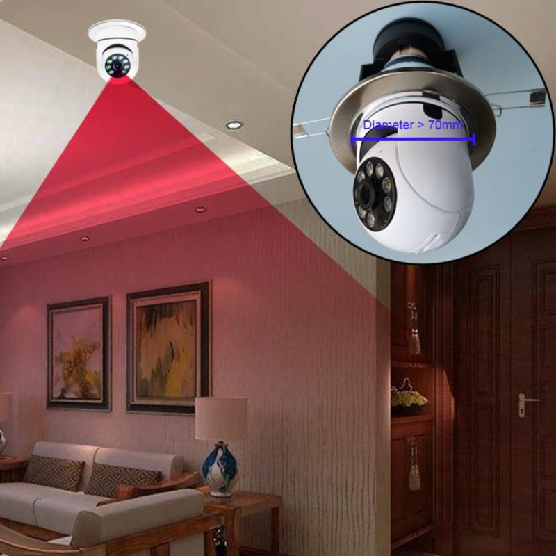 1080P E27 PTZ IP Camera Night Vision WiFi Motion Camera Auto Tracking 4X Digital Zoom Two Way Talking Full Color CCTV Camera