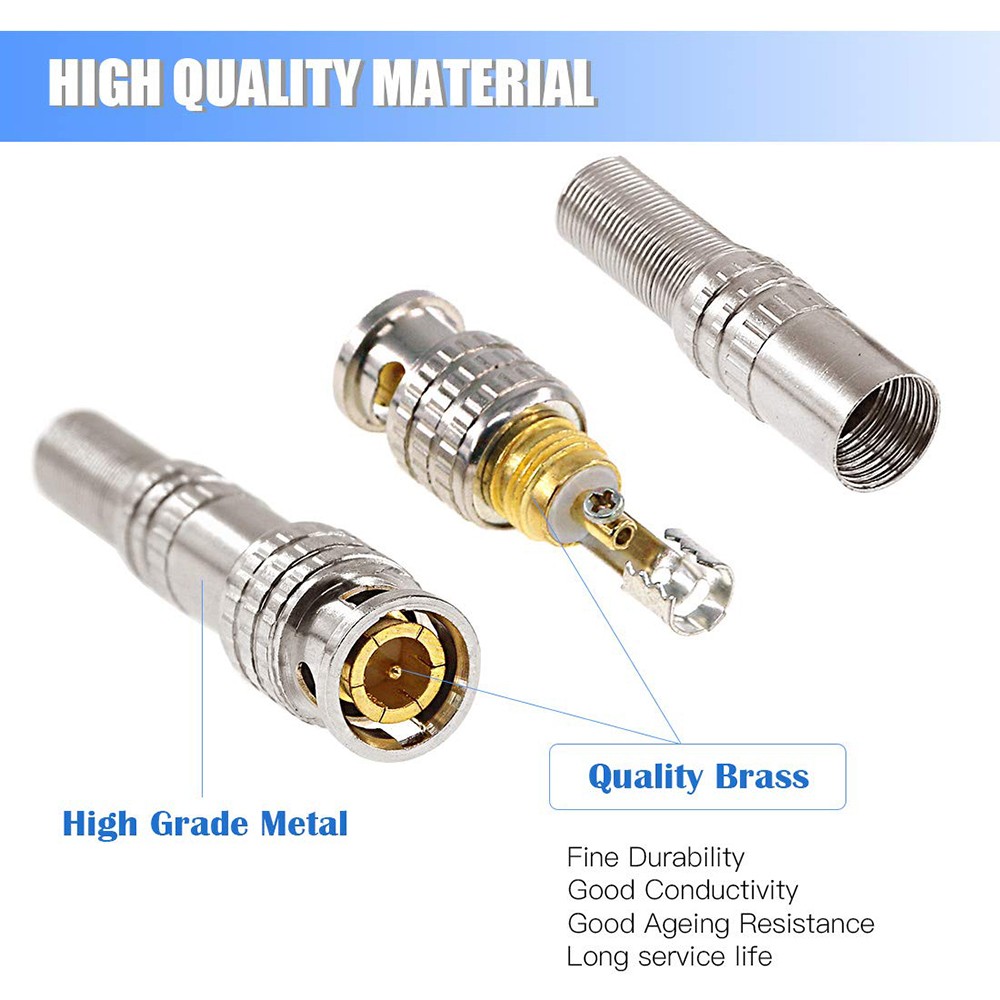 2pcs/5pcs/10pcs BNC JR-B25 Male Welding BNC Connector For Security Cctv Camera System Wired Cctv Camera Security System