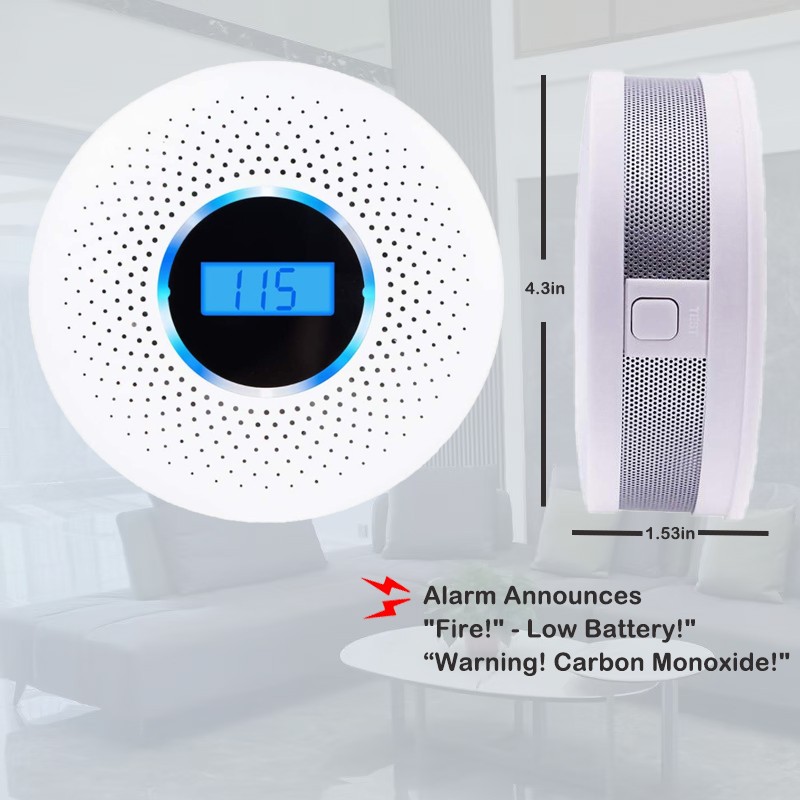 Smoke And Carbon Carbon Monoxide Detector Fire Protection Combination Smoke Co Alarm Built In Beep Battery Powered Easy To Install