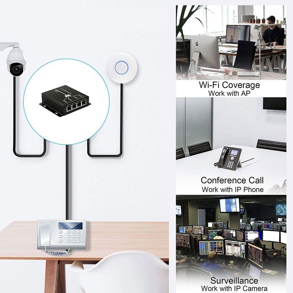 POE موسع 1 T0 4 ميناء 10/100M 25.5W ل IP كاميرا لتمديد 120 متر IEEE802.3af POE شبكة أجهزة التوصيل والتشغيل