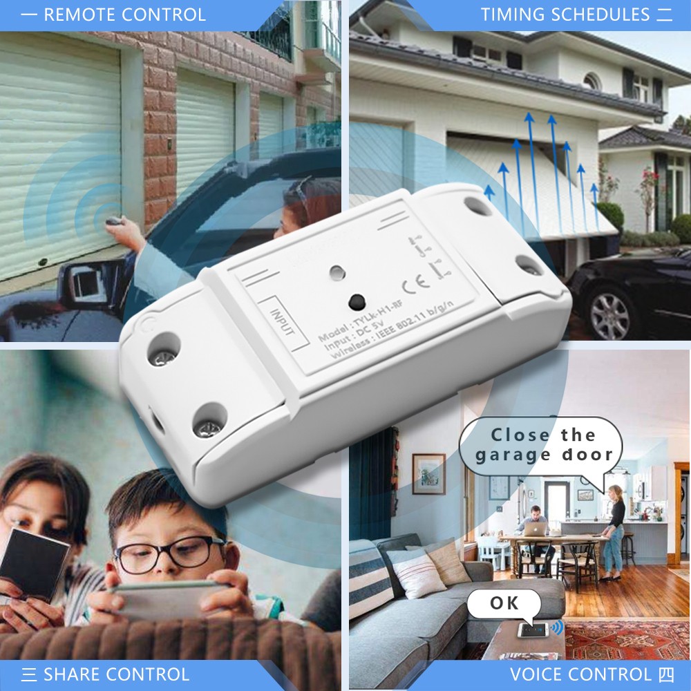 Tuya 2022New Garage Door Opener 433Mhz Remote Control WiFi Switch Smart Home Google Home Alexa Automation Voice Control