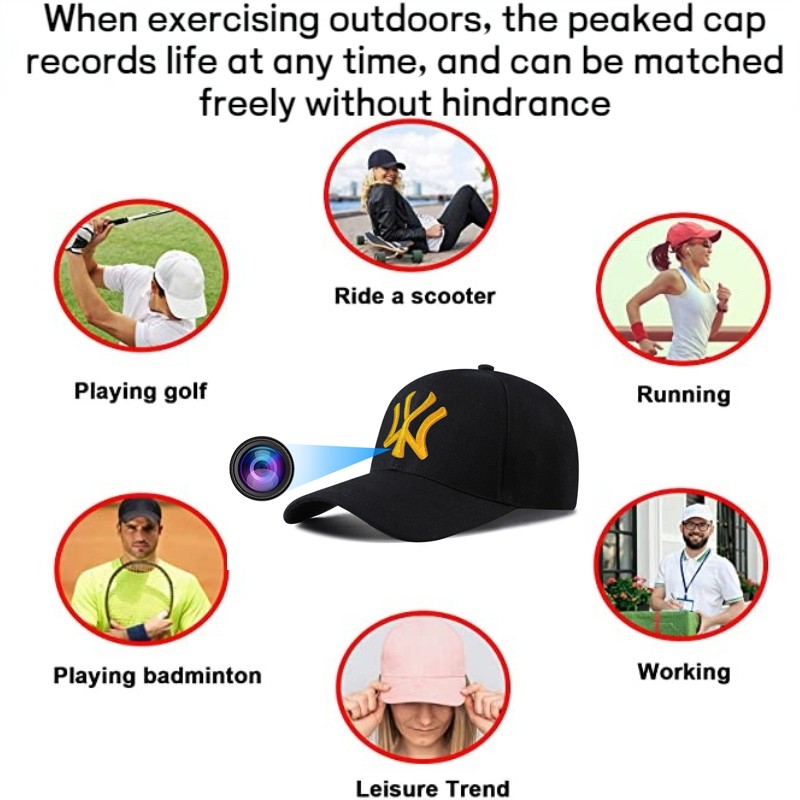 HD 1080P Wearable Baseball Hat Camera Fashion Baseball Cap Wifi Camera For Outdoor Travel Manual Recording Remote Monitoring