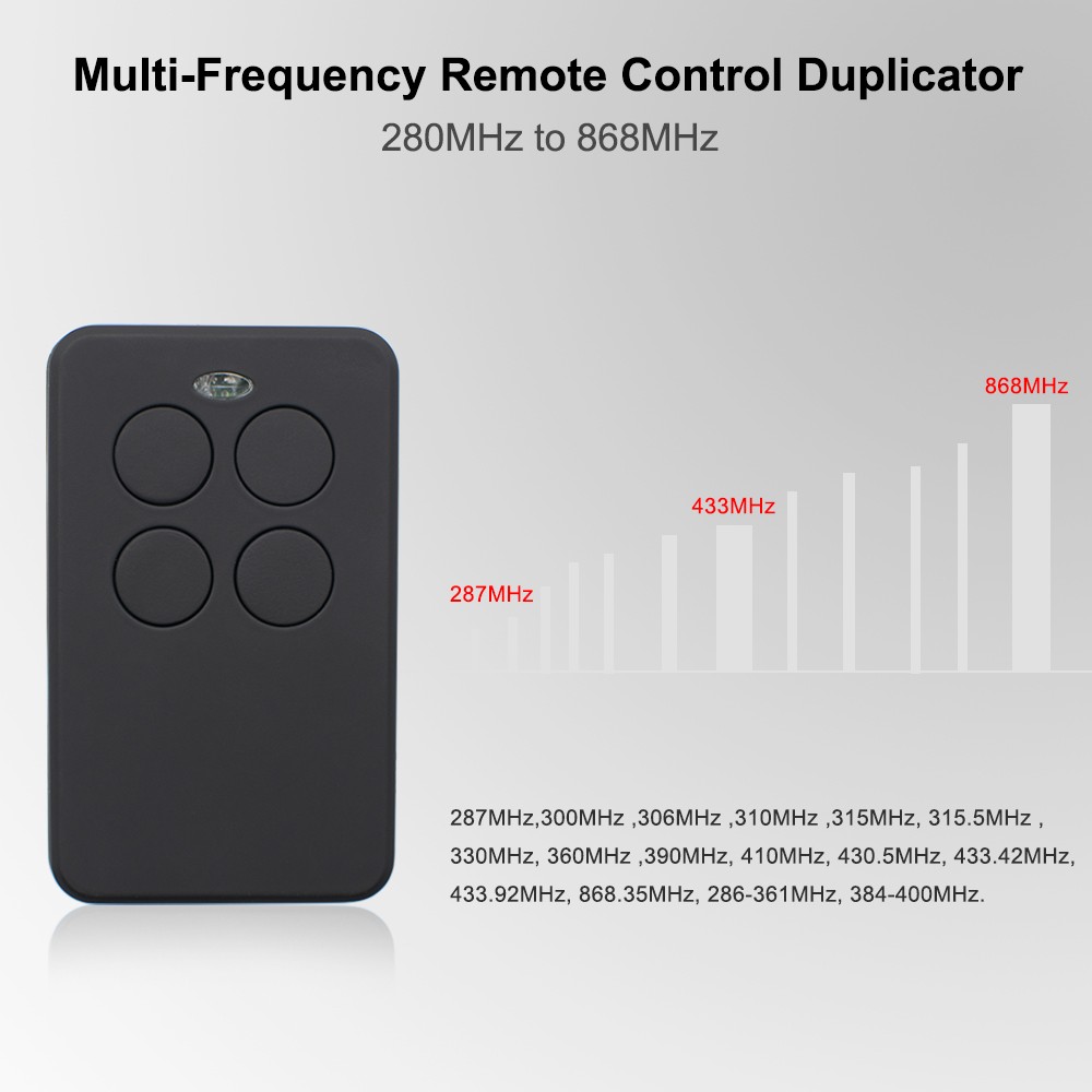 Garage Gate Remote Control Multi Frequency 287MHz to 868MHz Duplicator 4 in 1 Opener for 433MHz Fixed Rolling Code