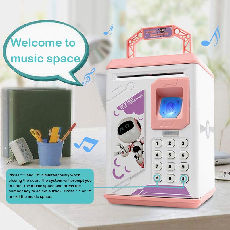 Piggy Bank Electronic ATM Password Money Box Cash Saving Banks Safe Boxes Auto Scroll Paper Banknote Gift for Kids