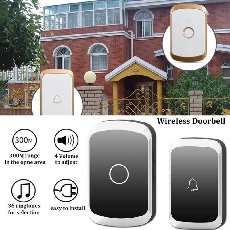 Intelligent Home Security Wireless Doorbell Waterproof AC 100-240V 300M Range Flash Doorbell for Home Office Smart Life