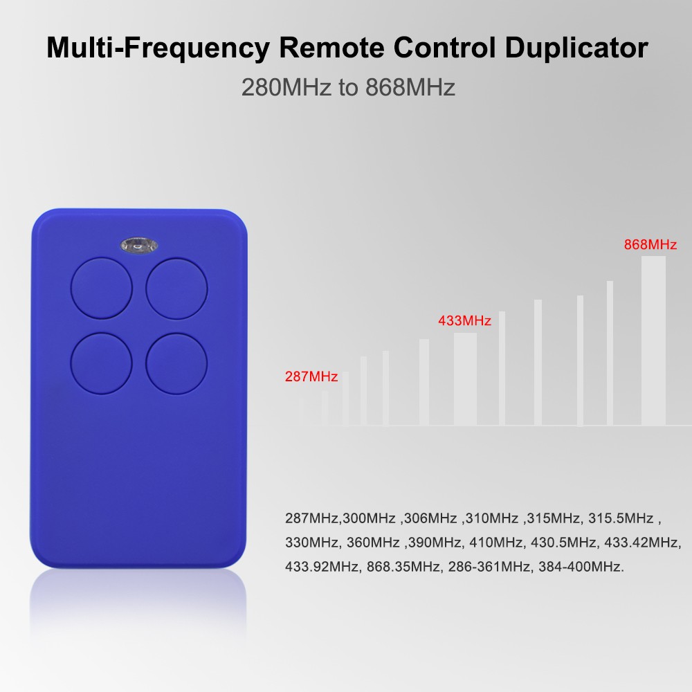 ناسخ ريموت كنترول 4 في 1 433mhz فتحت باب المرآب 287mhz 315mhz 390mhz المتداول رمز 868mhz التحكم عن بعد للبوابة