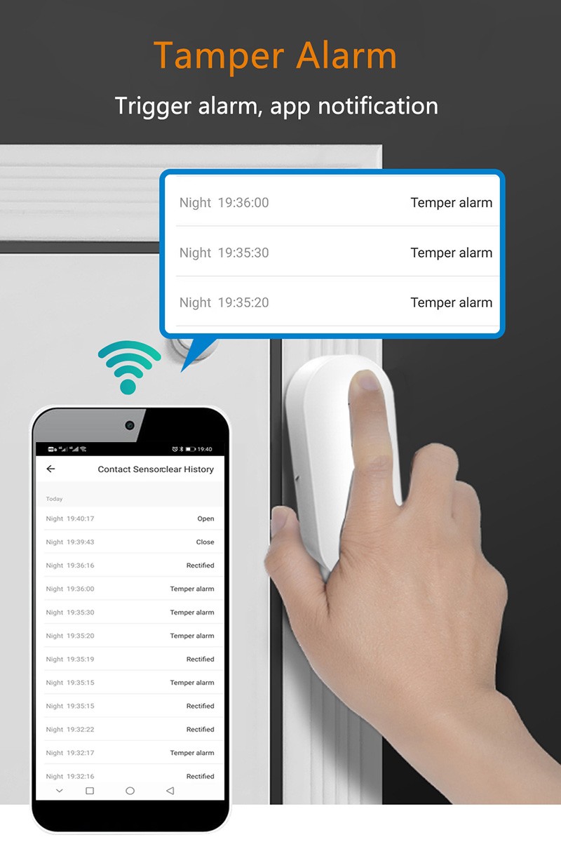 Aubess Tuya Smart WiFi Door/Window Magnetic Sensor Open/Closed Detectors Compatible With Alexa Google Home Smart Life APP