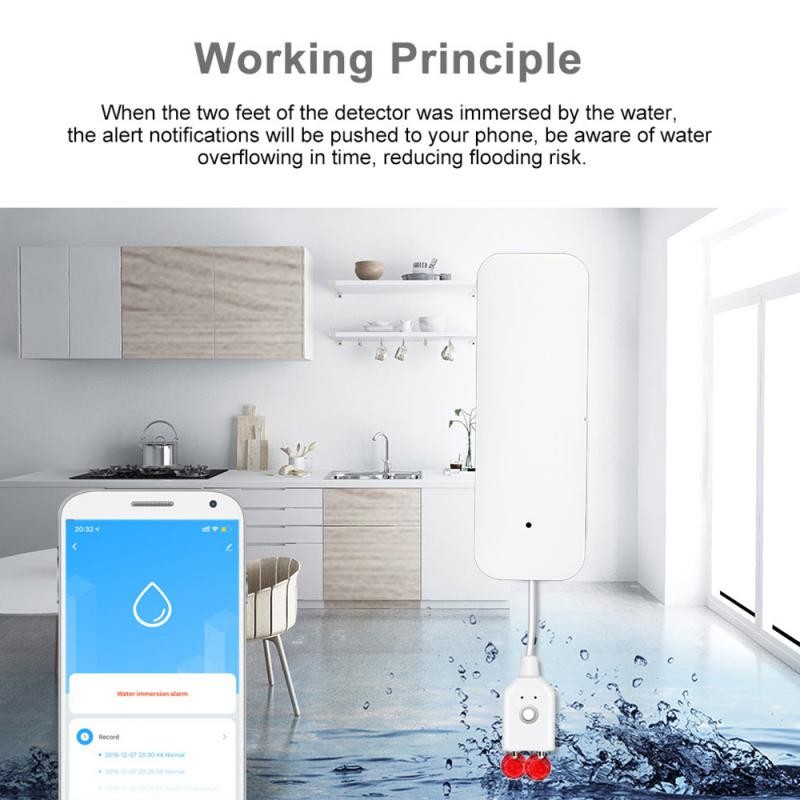 Tuya Water Leak Alarm Wifi/Zigbee Water Leak Detector Flood Alert Overflow Smart Home Security Alarm System Work With Smart Life