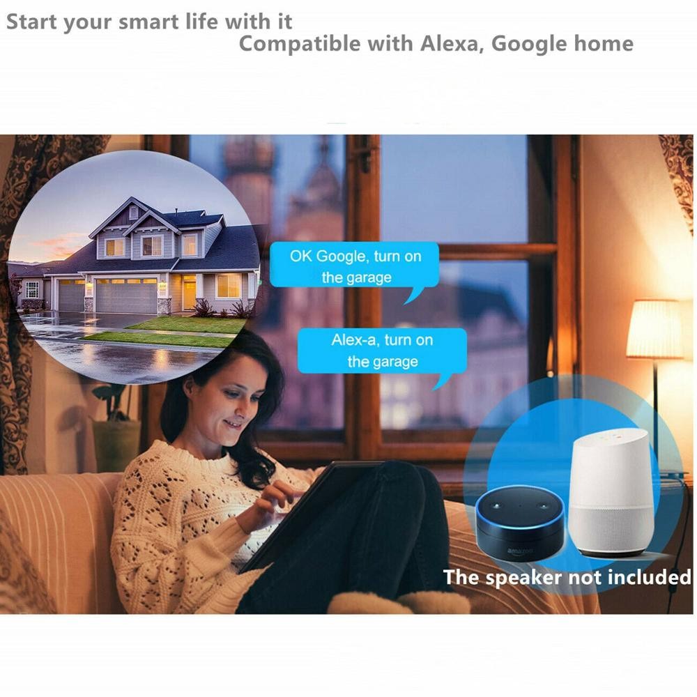 WiFi Smart Garage Door Receiver RF Door Remote Control Tuya/Smart Life/eWeLink APP Controller with Alexa Google Home