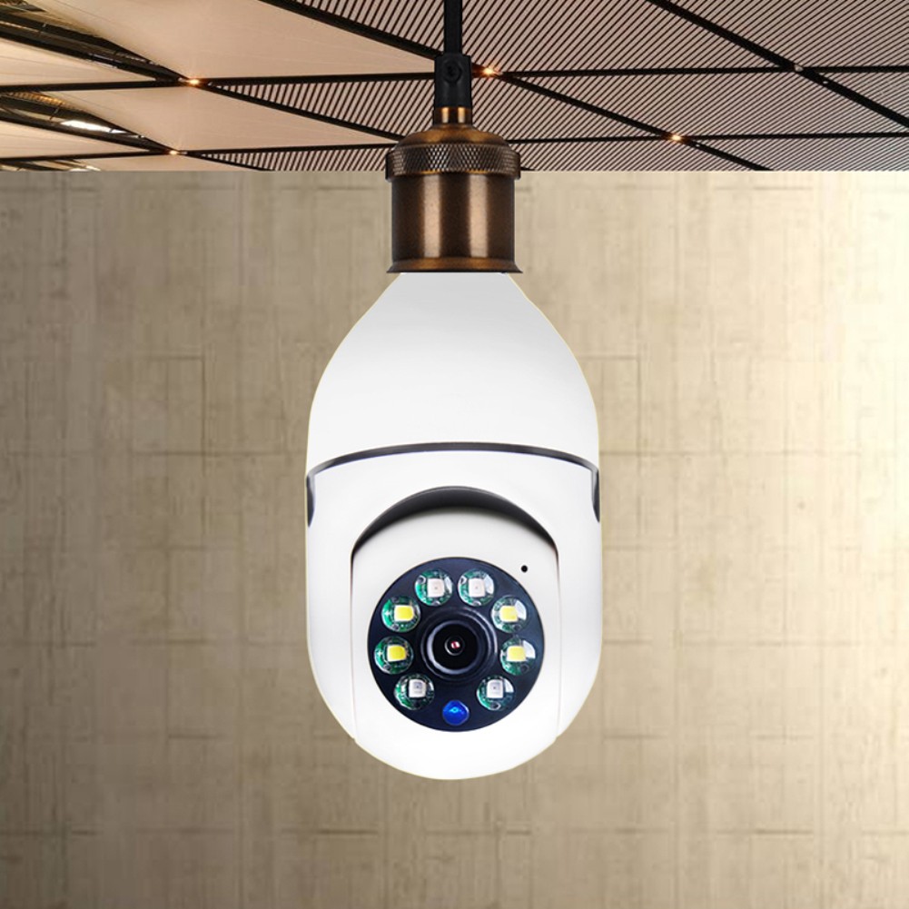 2022 1080 E27 Bulb Surveillance Camera Night Vision Full Color Automatic Human Tracking Zoom Indoor Video Security Protection