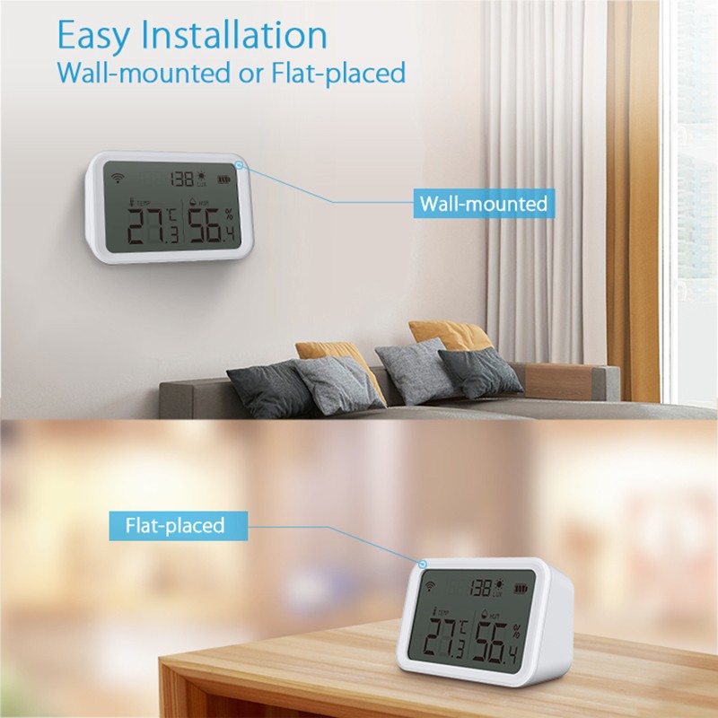 WiFi Smart Home Temperature Humidity Sensor With LCD Screen Indoor Thermometer Work Alexa Google Home Via Tuya APP Control