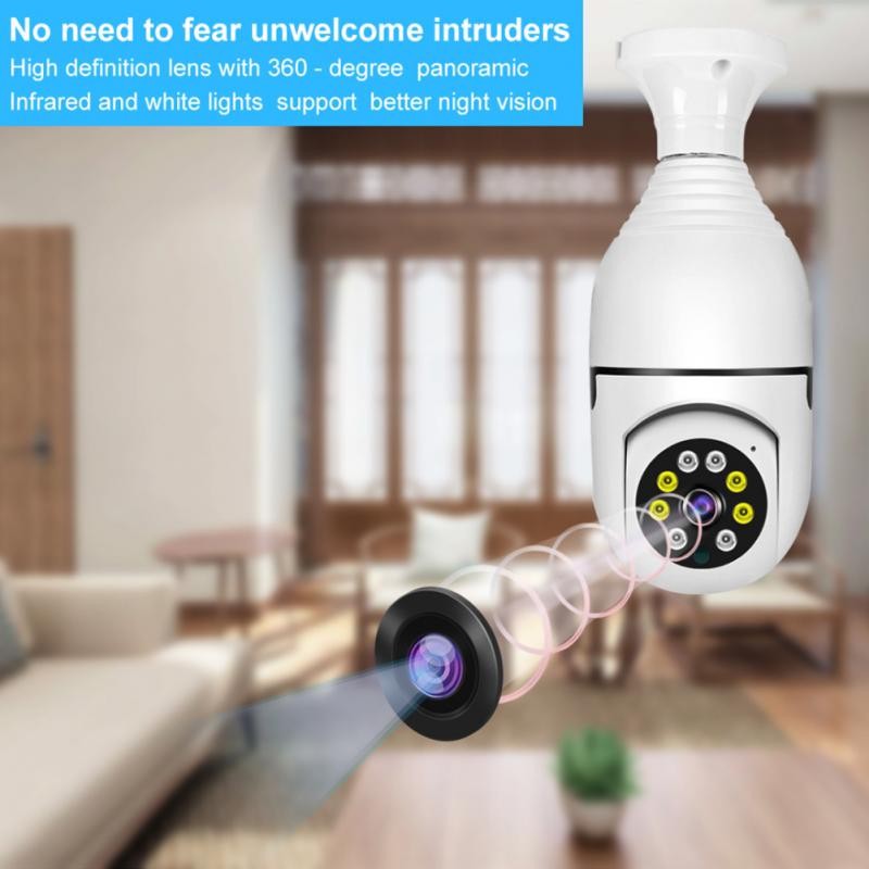 2MP Tuya Smart Life E27 Bulb Lamp Camera 1080P WiFi IP PTZ Infrared Night Vision Home Security Auto Tracking Video Surveillance Camera