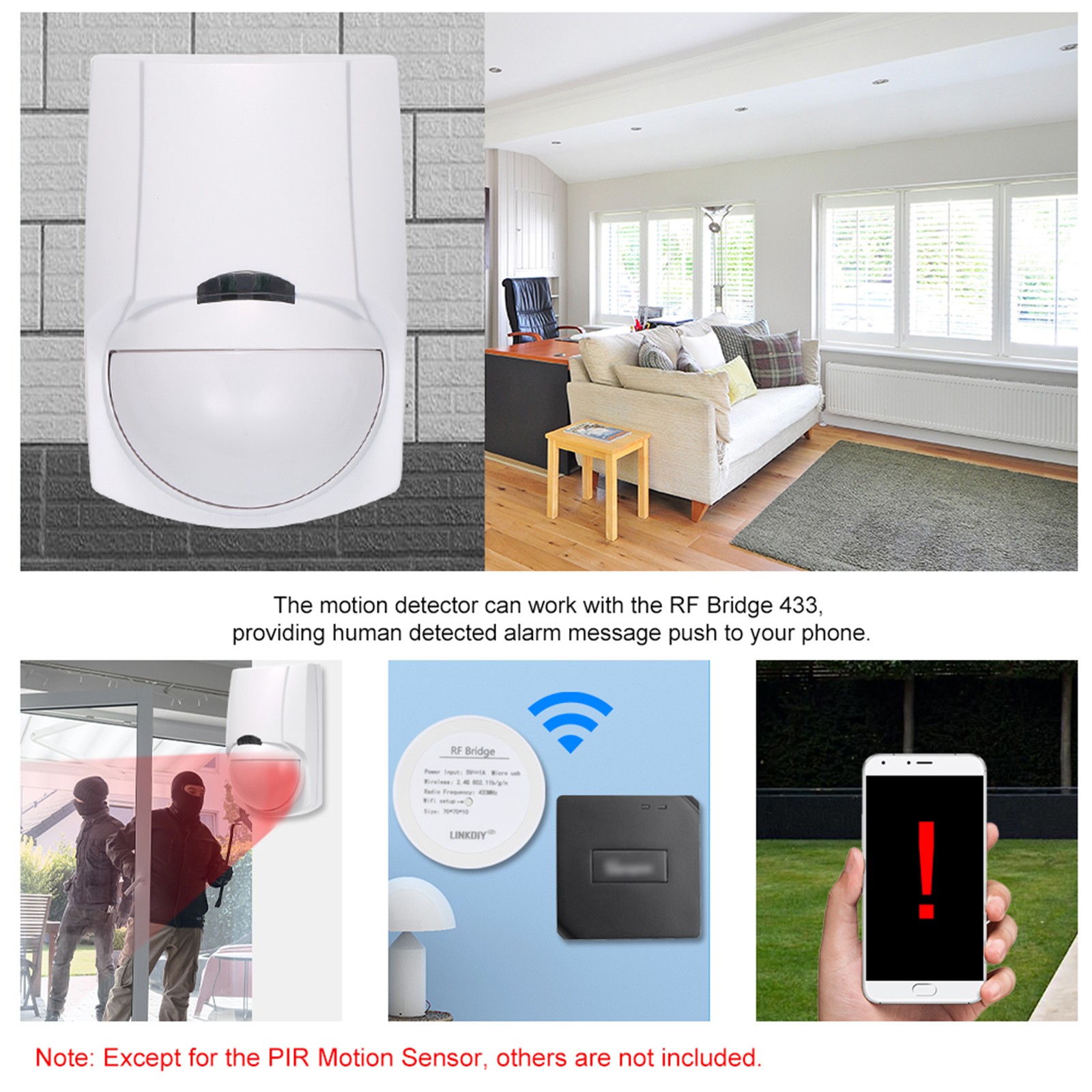 Wireless Wall Mounted PIR Human Body Motion Sensor Smart WiFi Infrared Motion Detection Sensor Alarm for Sonoff RF Bridge 433