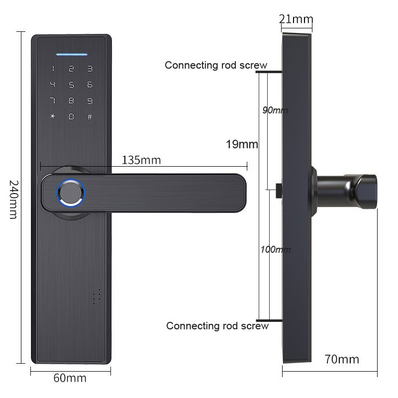 2022 X1 Intelligent Door Lock with Tuya APP Wifi Biometric Fingerprint IC Card Password Key Unlock Built-in Eight Language