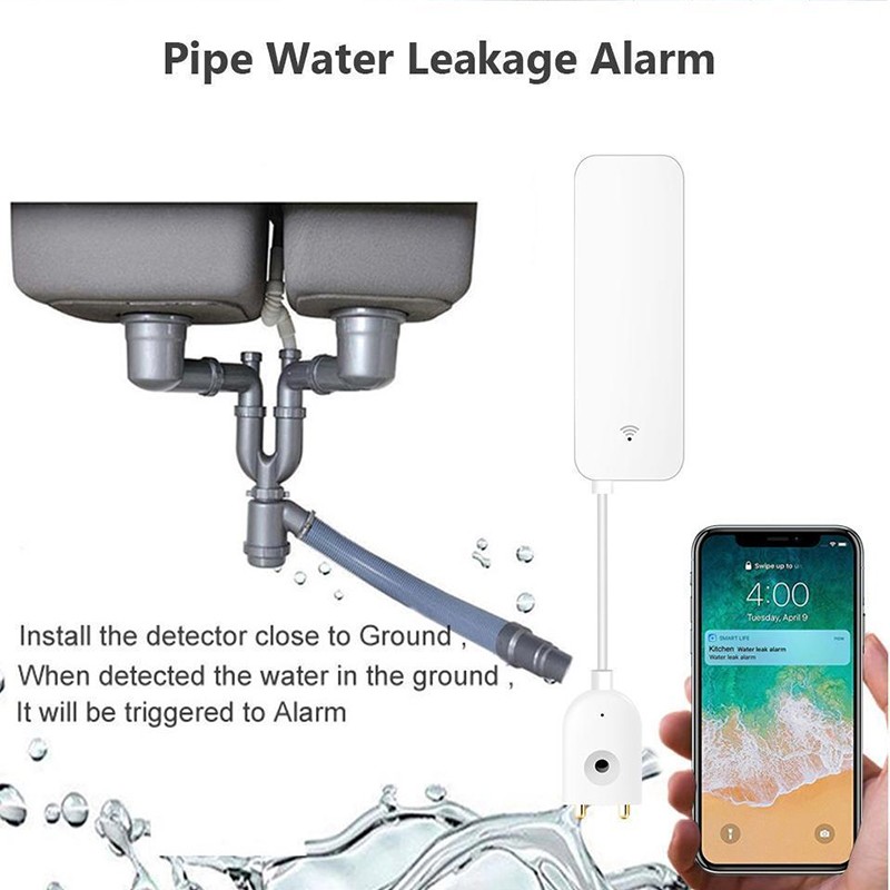 Tuya Wifi Smart Water Leakage Detector Water level  Sensor Water Leak Alert Smart Life Remote Control Home Security Alarm System