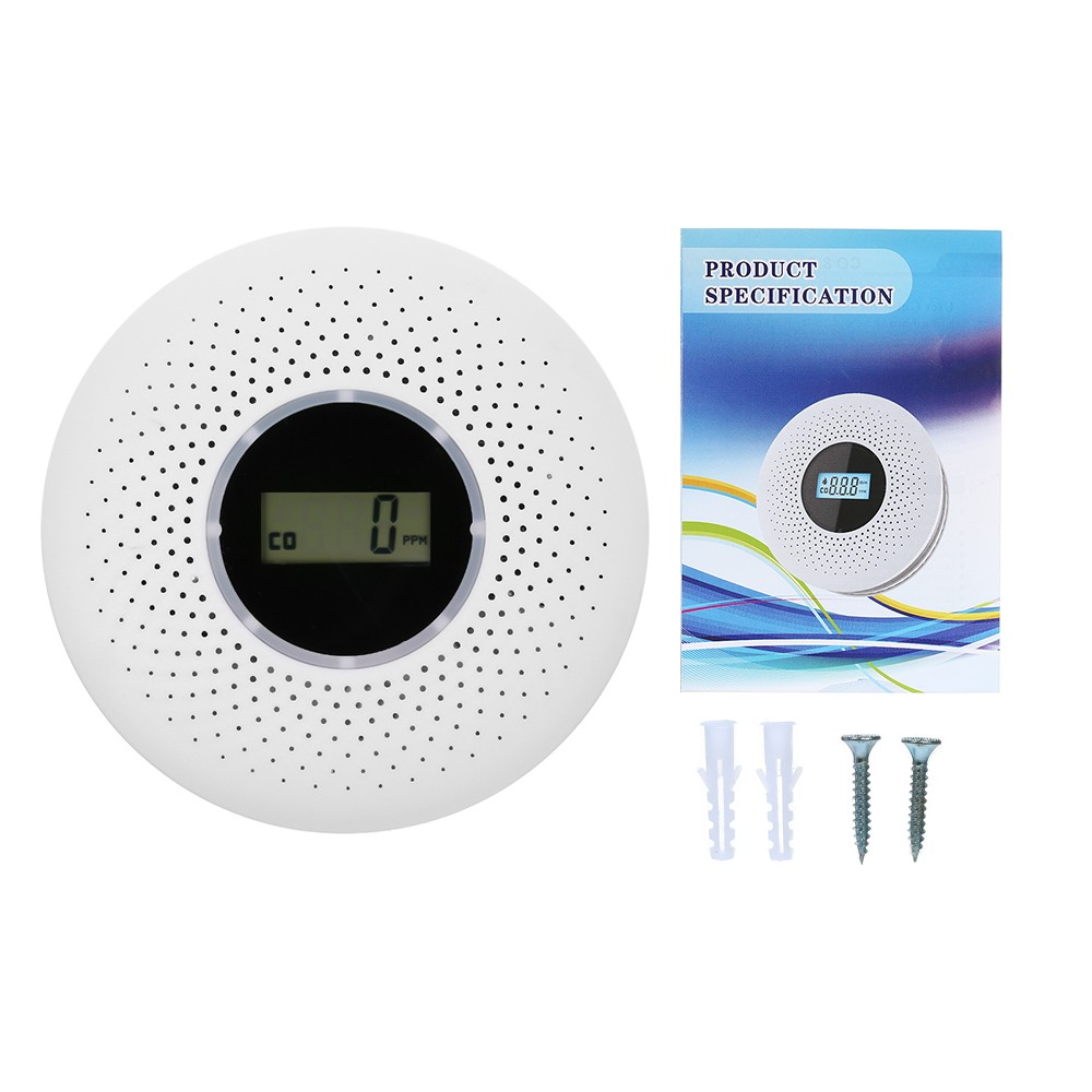 2022 ESCAM 2 in 1 LCD Display Carbon Monoxide and Smoke Combo Detector Battery Operated CO Alarm with Flashing LED Light