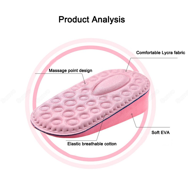 EVA Invisible Memory Foam Height Increase Insoles For Women Inner Shoe Sole Shoe Insert Lift Heel Comfort Increase Insoles