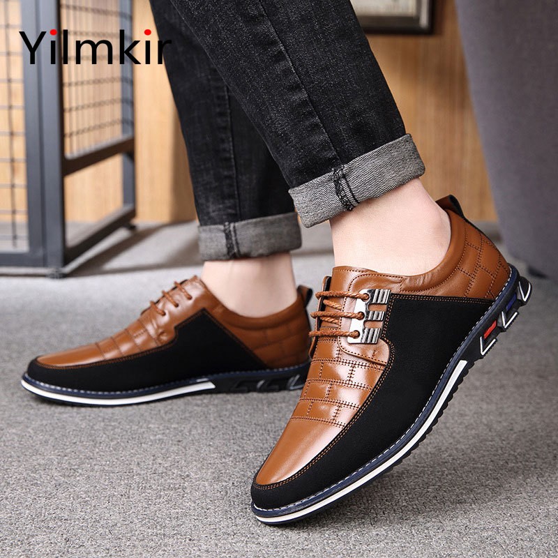 Fashion breathable men outdoor sports shoes leisure travel non-slip popular walking shoes all-match business office leather shoes