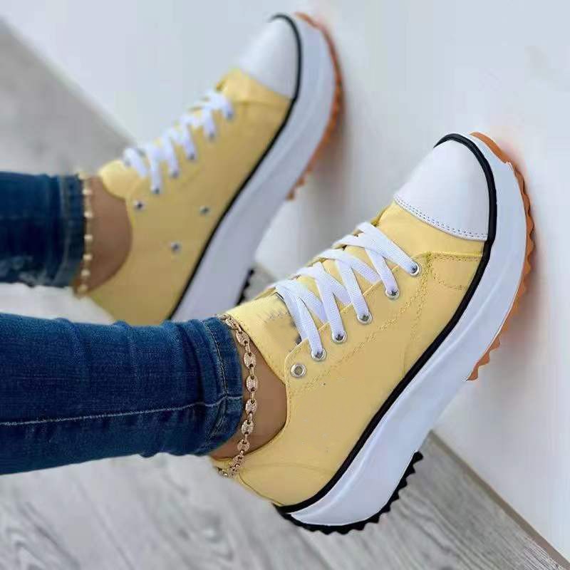 Canvas shoes women 2022 new fashionable canvas shoes breathable high-top casual women's shoes thick-soled lace-up shoes