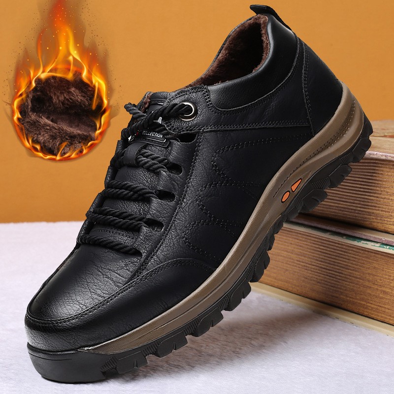 New Men Casual Leather Shoes Hiking Outdoor Breathable Non-slip Hollow Sneakers Men Shoes Zapatos Hombre Casual Mannen Schoenen