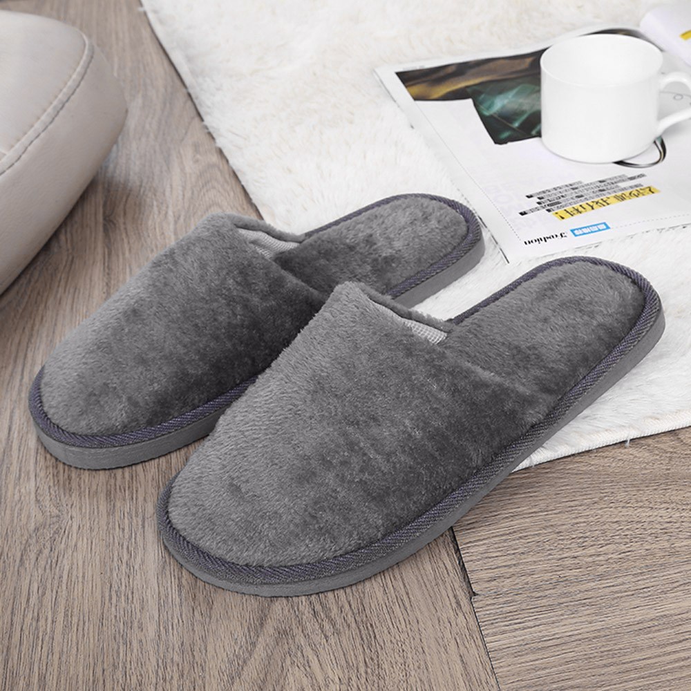 Cute Soft Plush Cotton Slippers Unisex Non-slip Couples Slippers Furry Indoor Home Slippers Women Bedroom Shoes Flip Flops Flats