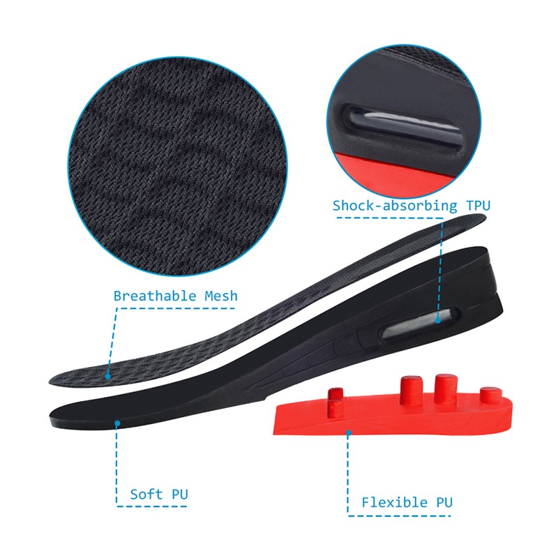 Height Increasing Insoles 2-Layer Adjustable Increase Shoes Pads Air Cushion Foot Lift Insert Longer Unisex Feet Care Soles