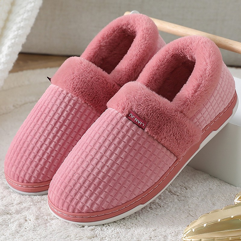 Home Shoes for Men Winter Warm Furry Short Plush Mens Slippers Non-slip Bedroom Shoes Couple Soft Indoor Shoes Male Plus Size 47