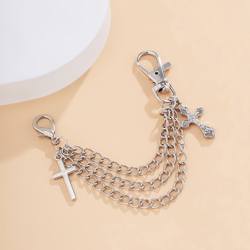 Multi Layer Shoe Chain Charm Cross Tassel Necklace Boot Jewelry for Women Unisex Trendy Anklet Chain Jewelry Party Gift