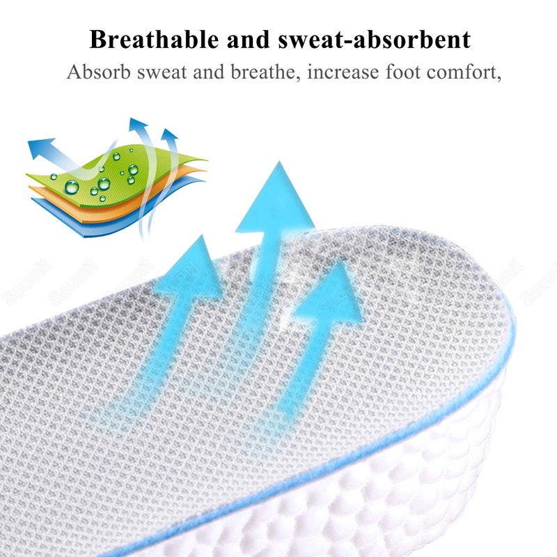 Memory Foam Height Increasing Insoles for Men Women's Shoes Sneakers Heel Insert Comfort Deodorant Shoe Sole Lift Mold