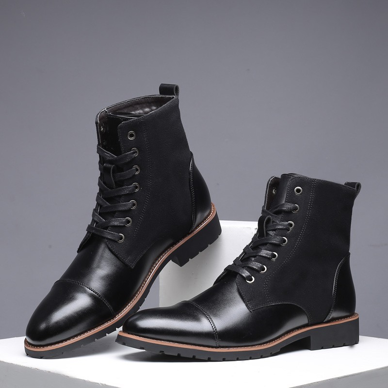 ZYYZYM Autumn Winter Men's Leather Shoes High Quality Cool Motorcycle Boots Size 38-48