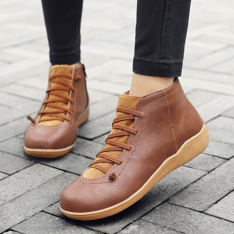 Unisex Ankle Boots Women's Solid Boots Fashion Boots High Cut Women Spring Boots Motorcycle Leather Boots Thigh High Flat Shoes