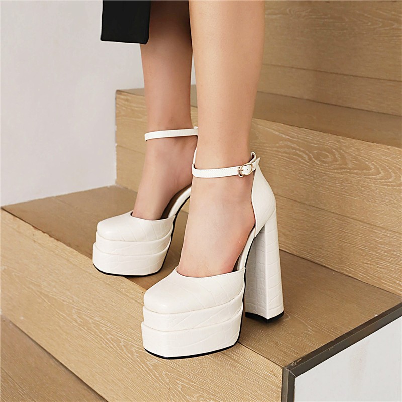 CONASCO Women Pumps High Platforms 2022 Spring Summer Fashion Sexy Ankle Strap Shoes Wedding Party Woman Thick High Heels Shoes