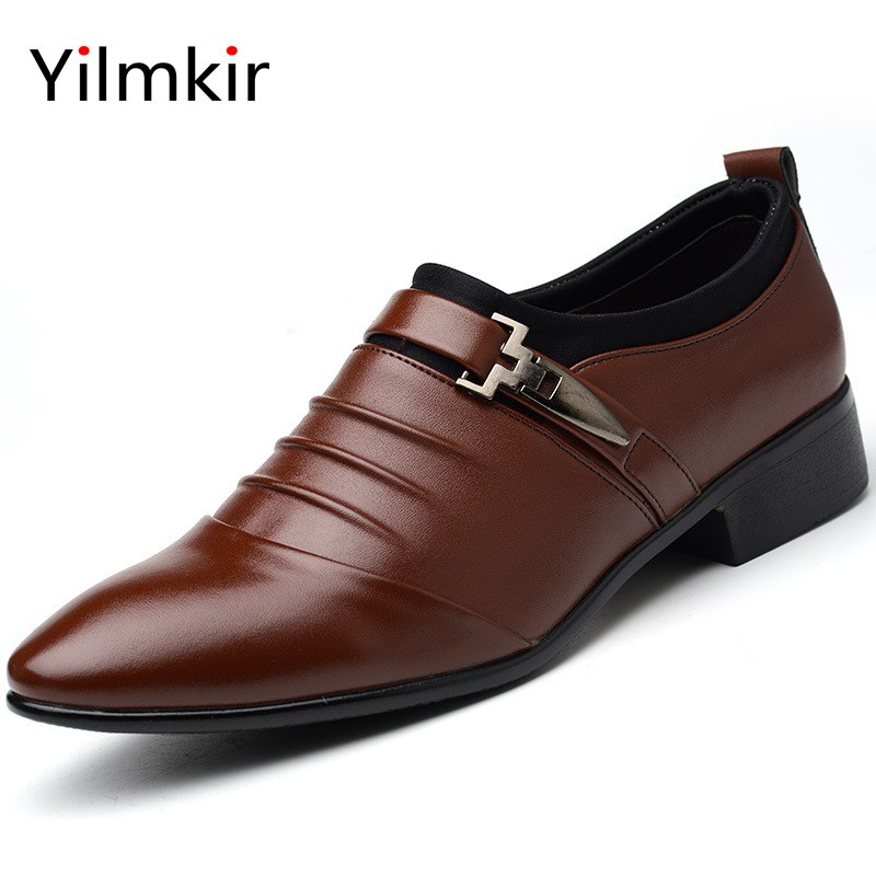 Casual pointed toe formal wear men oxford shoes fashion real business men wear shoes popular banquet all-match flat shoes